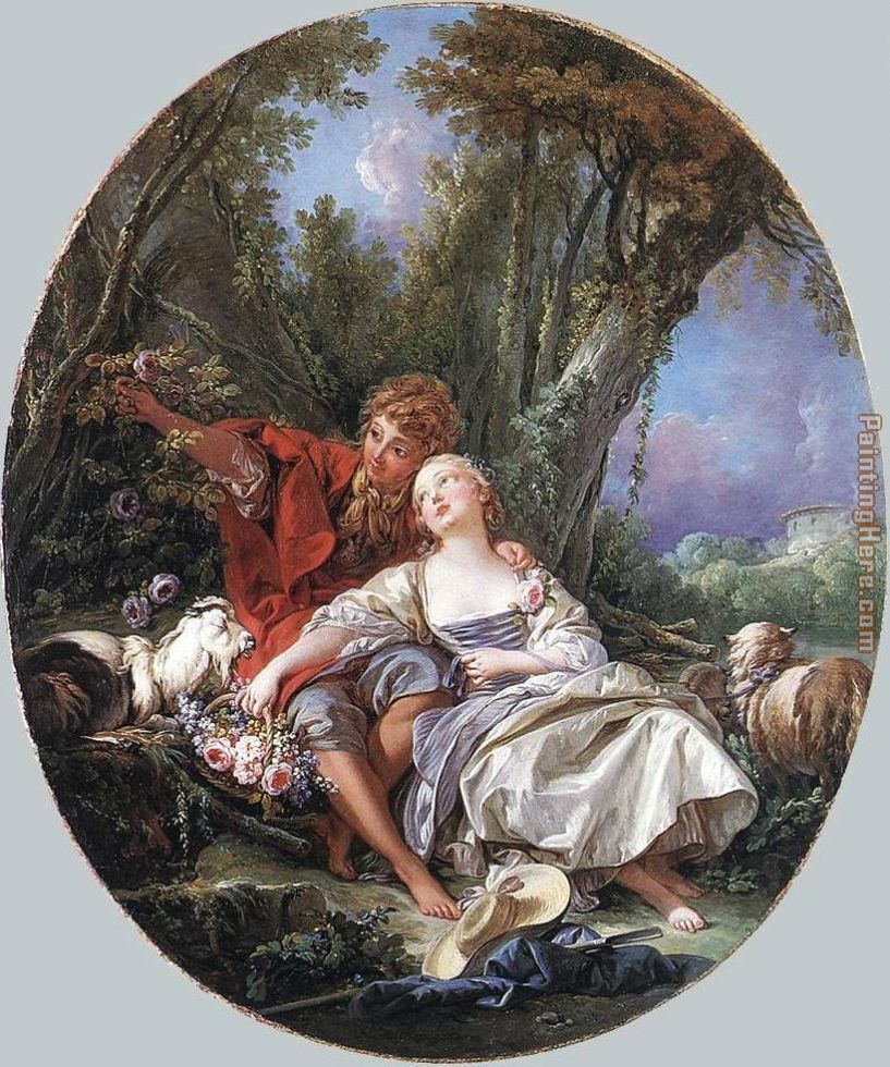 Shepherd and Shepherdess Reposing painting - Francois Boucher Shepherd and Shepherdess Reposing art painting